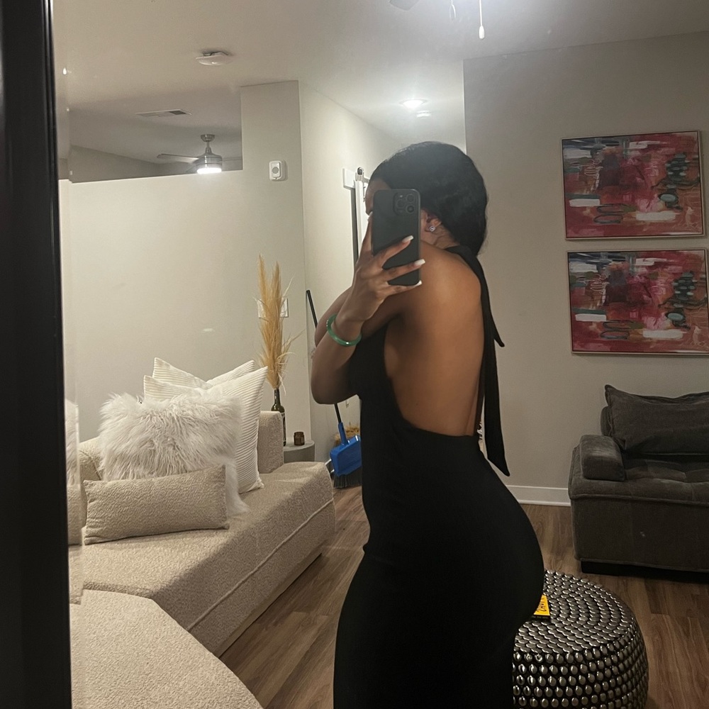 black tie around neck dress